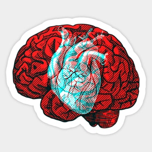 Brain&Heart Interactive Red&Blue Filter T-Shirt Sticker